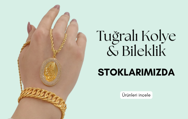 Altın Kaplama Tuğralı Kolye ve Bileklik